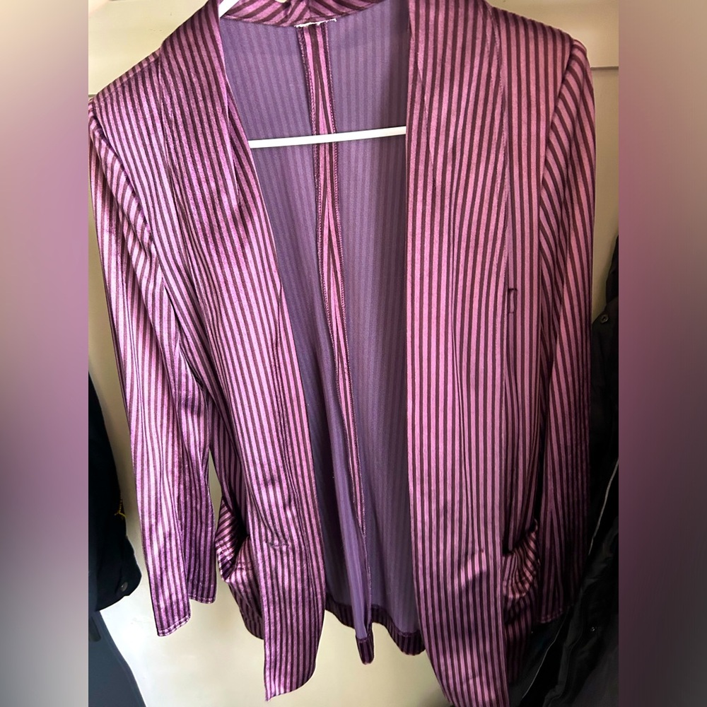 90s Pinstripe velvet purple blazer